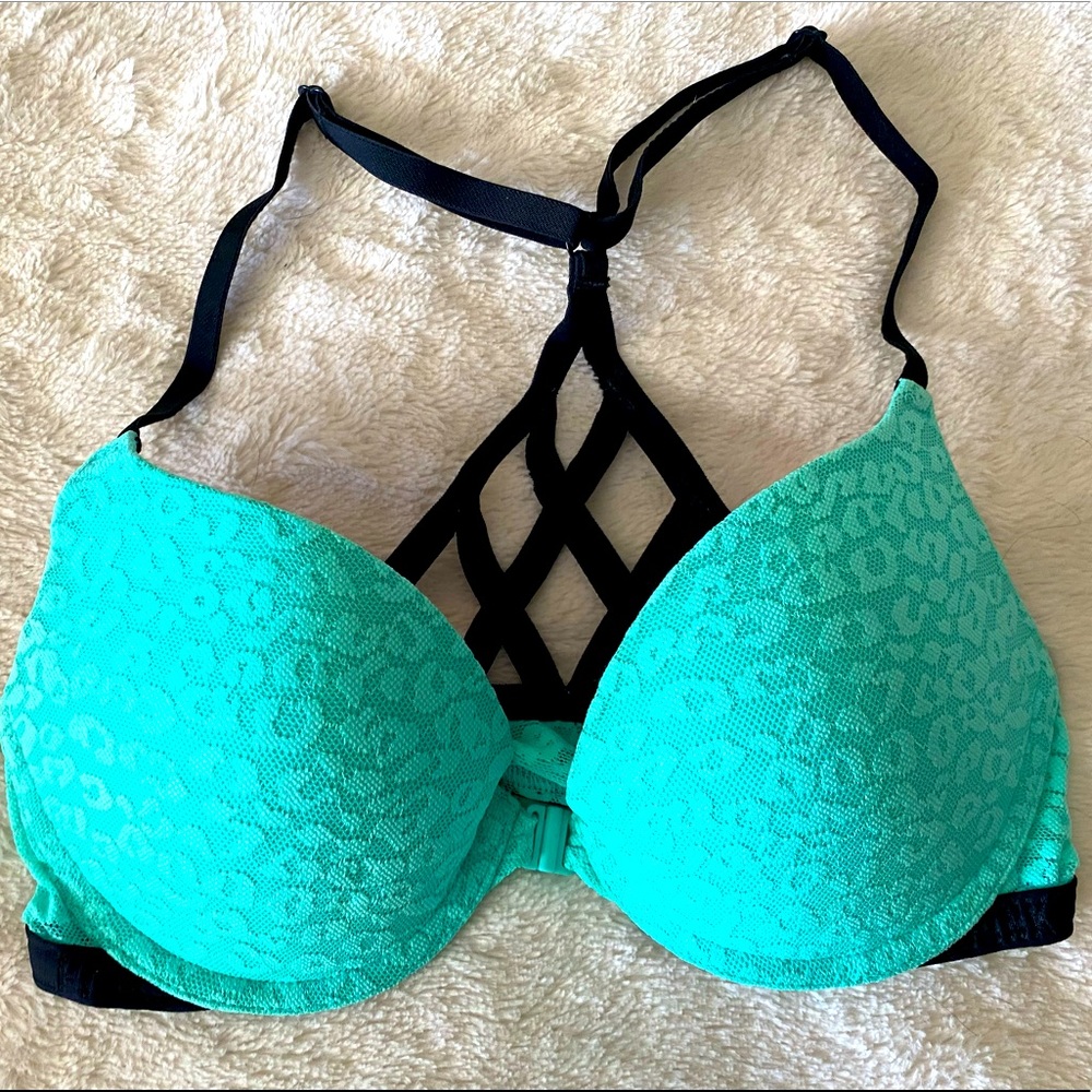 PINK- leopard lace all over, push up bra